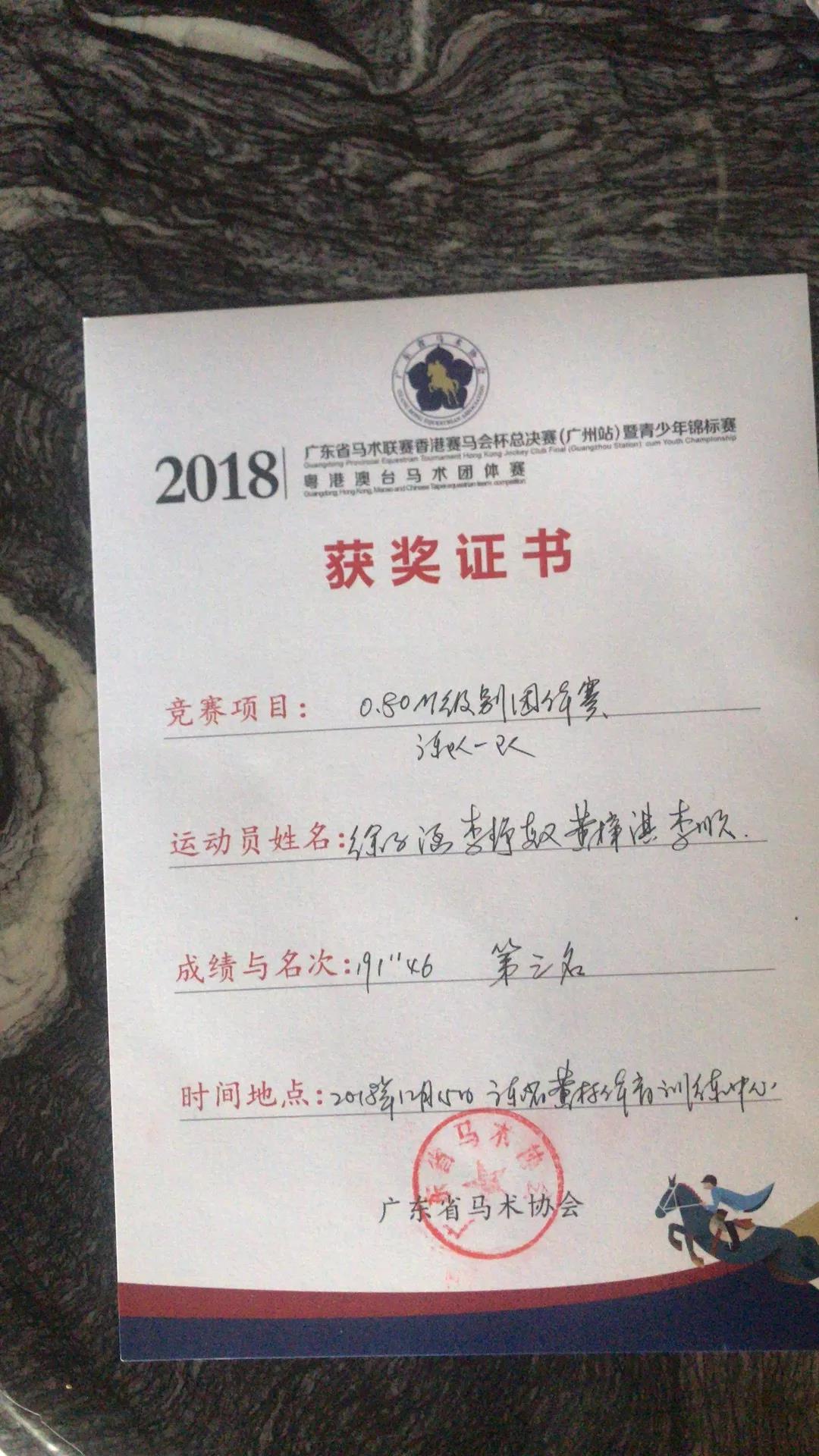 2018广东马术联赛获奖